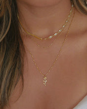 Load image into Gallery viewer, gold filled bar chain necklace with rose pendant

