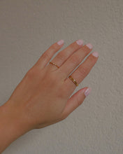 Load image into Gallery viewer, Gold plated dainty stacking adjustable style ring with mini cubic zirconia stone
