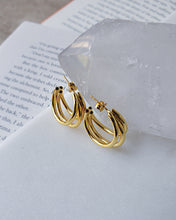 Load image into Gallery viewer, gold triple hoop earrings 
