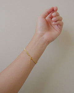 18k gold plated brass dainty double curb chain bracelet