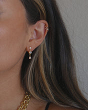 Load image into Gallery viewer, gold dainty drop stud cubic zirconia charm earrings
