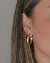 Load image into Gallery viewer, chubby gold medium sized hoop earrings
