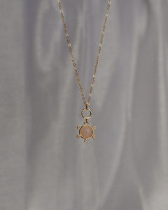 gold filled dainty chain with rose quarts charm pendant