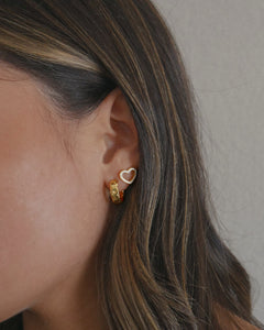 dainty 18k gold plated sterling silver cubic zirconia open heart stud earrings