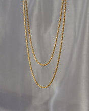 Load image into Gallery viewer, 18k gold plated sterling silver dainty thin rope chain twisted necklace
