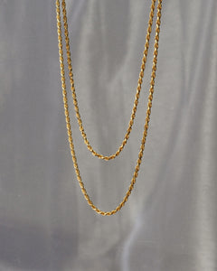 18k gold plated sterling silver dainty thin rope chain twisted necklace