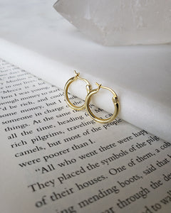 18k gold plated high quality sterling silver basic hoop earrings
