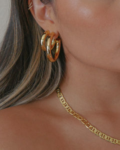 18k gold plated brass chunky gold hoop earrings in 38mm