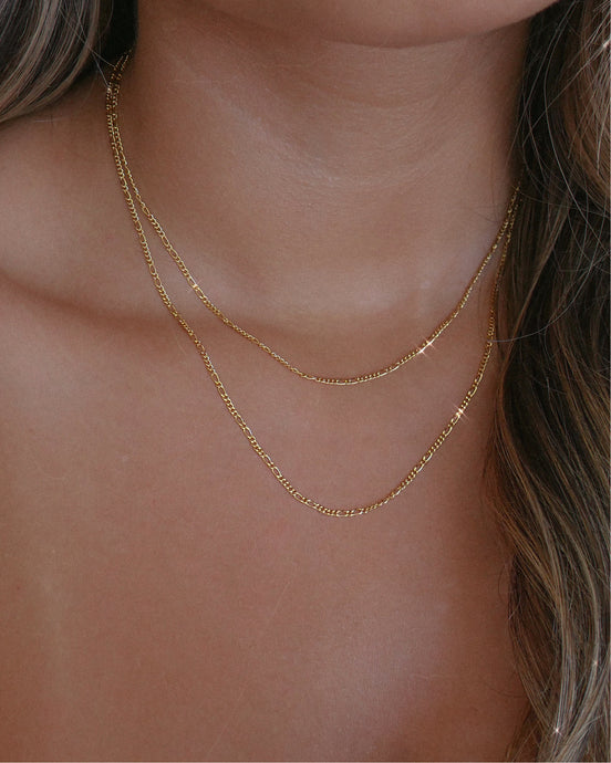 ultra dainty figaro chain necklace set