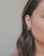 Load image into Gallery viewer, 18k gold plated sterling silver triple hoop earrings
