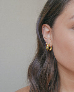 18k gold plated sterling silver triple hoop earrings