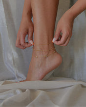 Load image into Gallery viewer, 18k gold plated brass dainty figaro chain anklet

