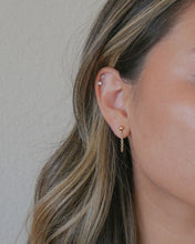 Load image into Gallery viewer, mini gold ball stud chain earrings
