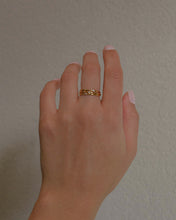Load image into Gallery viewer, Gold plated dainty stacking adjustable style ring with mini cubic zirconia stone
