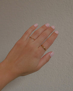 Gold plated dainty stacking adjustable style ring with mini cubic zirconia stone