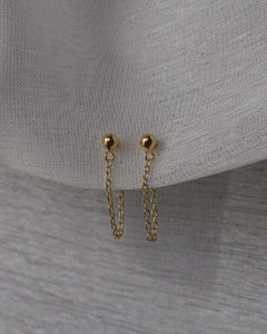 mini gold ball stud chain earrings