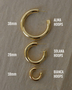 chunky gold hoop earrings in 18mm size