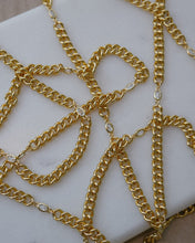 Load image into Gallery viewer, gold filled curb chain necklace with CZ stone details
