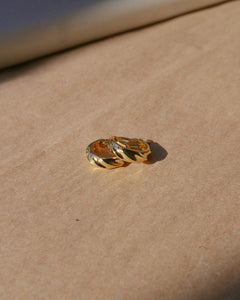 Croissant wave gold mini hoop earrings