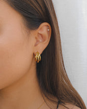 Load image into Gallery viewer, gold triple hoop earrings 
