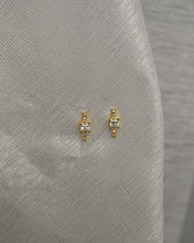 Load image into Gallery viewer, cubic zirconia gold bar stud earrings
