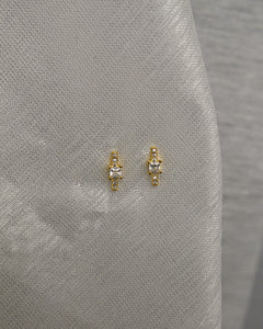 cubic zirconia gold bar stud earrings