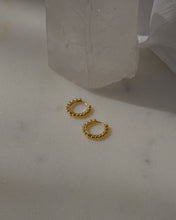 Load image into Gallery viewer, 18k gold plated sterling silver mini dot huggie hoop earrings
