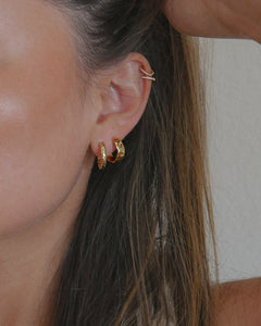 18k gold plated sterling silver hammered metal huggie hoop earrings