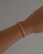 Load image into Gallery viewer, baguette cubic zirconia stone 18k gold plated sterling silver bracelet
