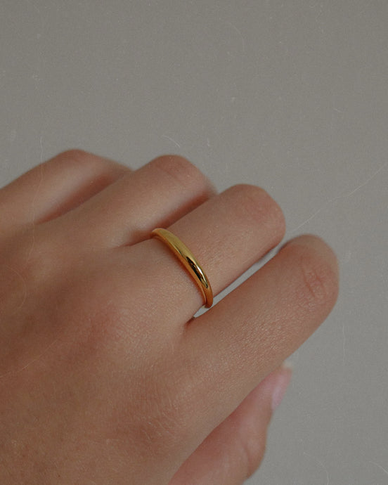 18k gold plated sterling silver dainty dome ring