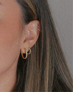 18k gold plated sterling silver bezel set cubic zirconia hoop earrings