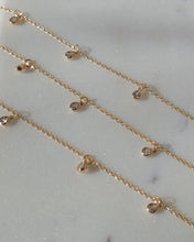 Load image into Gallery viewer, dainty gold necklace with cubic zirconia pear shaped charms

