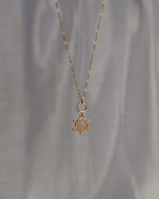 Load image into Gallery viewer, gold filled dainty chain with rose quarts charm pendant
