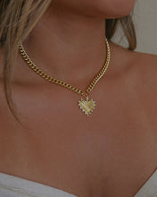 Load image into Gallery viewer, thick gold curb chain with oversized heart pendant
