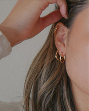 Load image into Gallery viewer, 18k gold plated sterling silver classic thin gold hoop earrings
