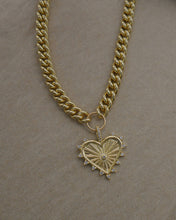 Load image into Gallery viewer, thick gold curb chain with oversized heart pendant
