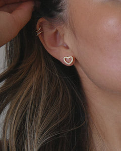 18k gold plated sterling silver cubic zirconia open heart stud earrings
