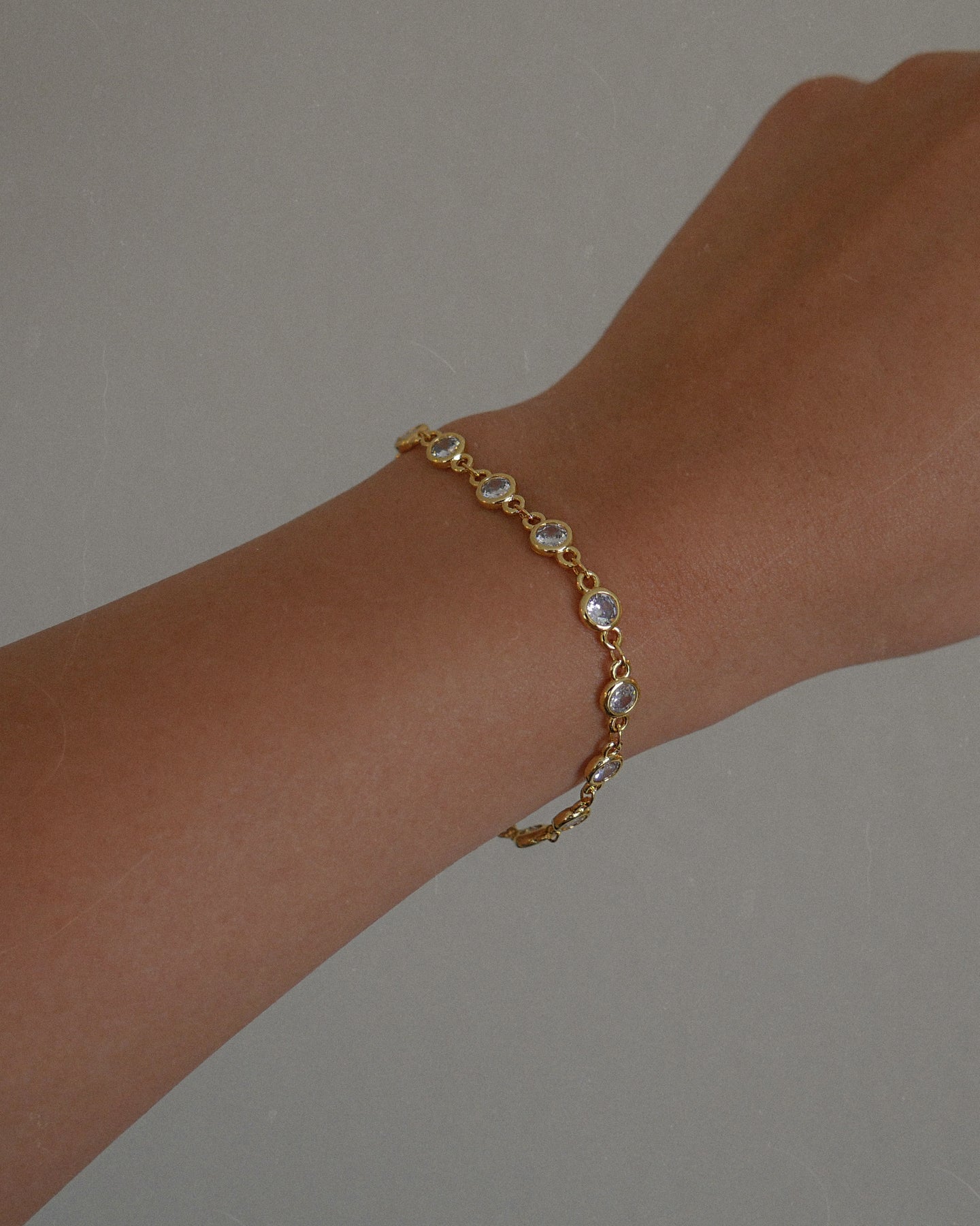 gold bezel set cubic zirconia stacking bracelet
