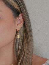 Load image into Gallery viewer, 18k gold plated sterling silver hoop earrings with removable north star oval charm
