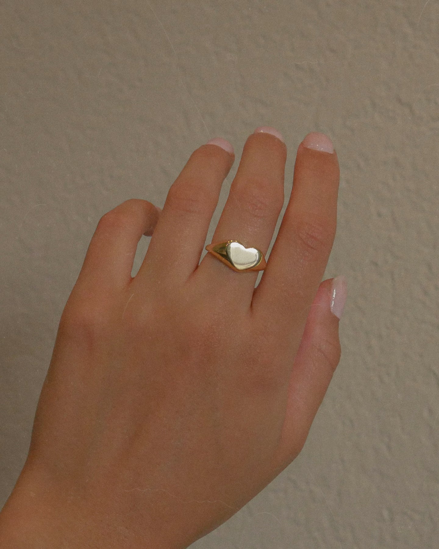 gold plated sterling silver signet heart shaped ring