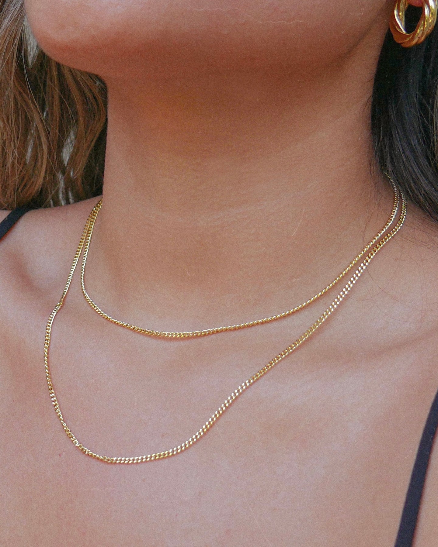 gold curb chain dainty necklace