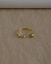 Load image into Gallery viewer, gold adjustable size nail ring with cubic zirconia stones
