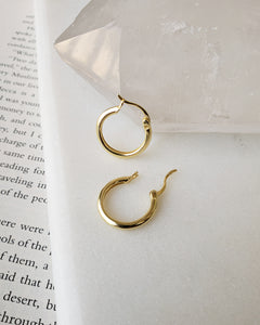 18k gold plated high quality sterling silver basic hoop earrings