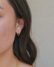 Load image into Gallery viewer, 18k gold plated sterling silver mini classic thin hoop earrings
