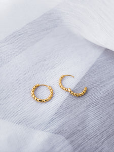 18k gold plated sterling silver mini twisted hoop earrings