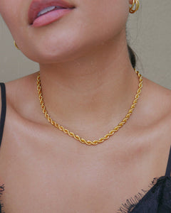 24k gold plated chunky adjustable length rope chain necklace