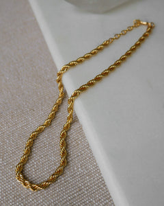 24k gold plated chunky adjustable length rope chain necklace